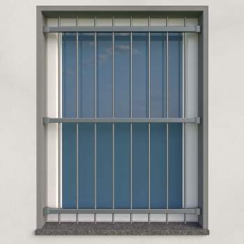 Fenstergitter aus Edelstahl Quadratrohr 30 x 30 mm / Höhe 900 - 1600 mm / 3 Gurte